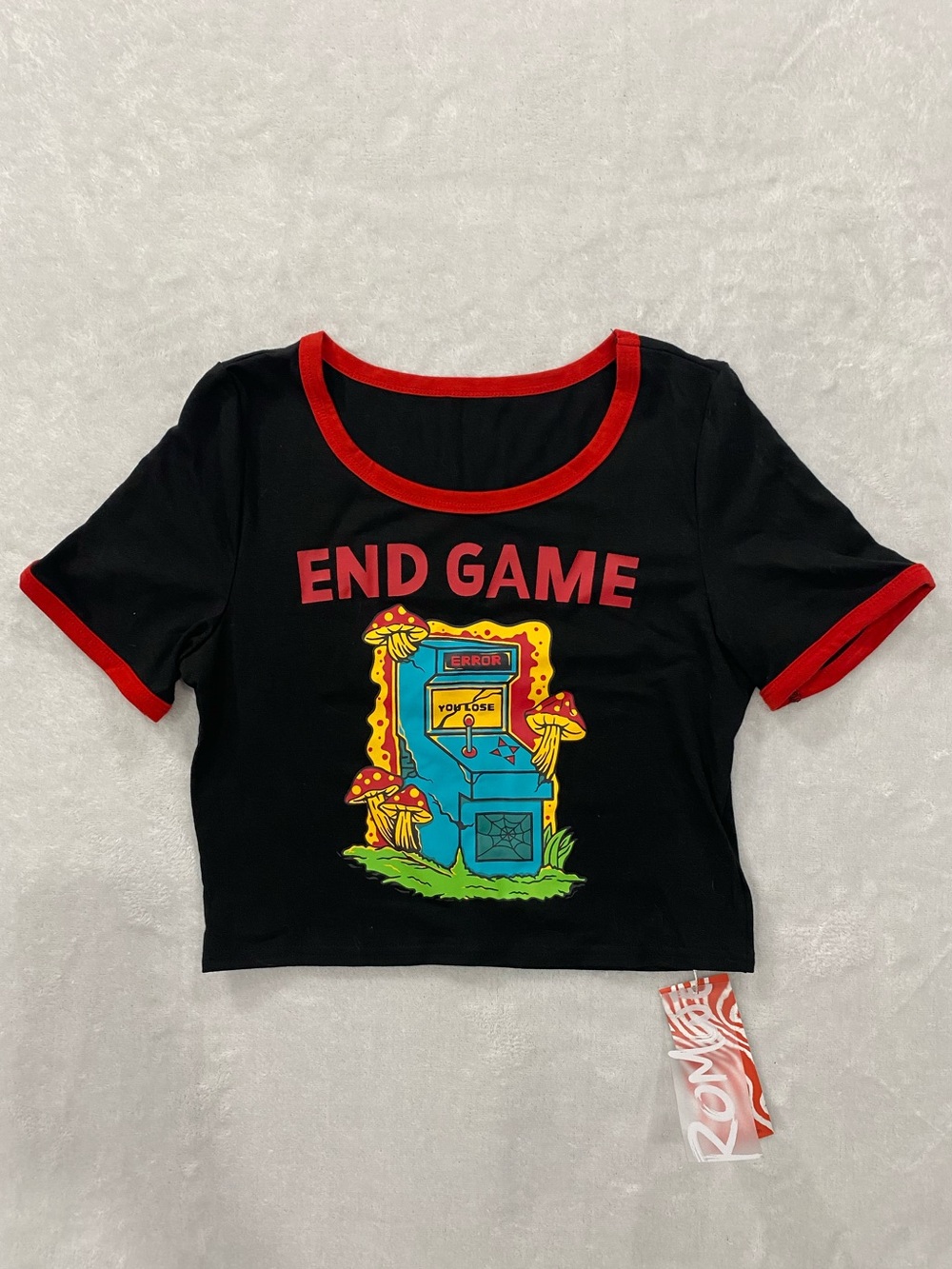 ‘END GAME’ Black Crop Top - (S) NWT
